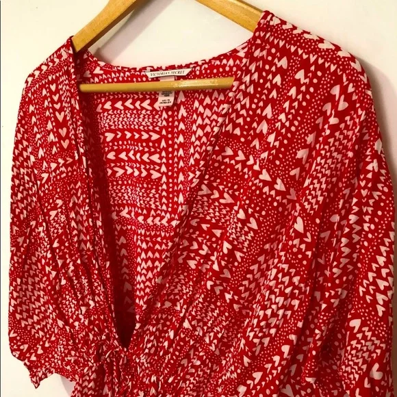 Victorias Secret Heart Print Kimono Robe - Picture 5 of 7